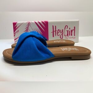 Hey Girl by Corkys Lemonade Sandal Blue Women’s Slip On Sandals, Size 7, NWT